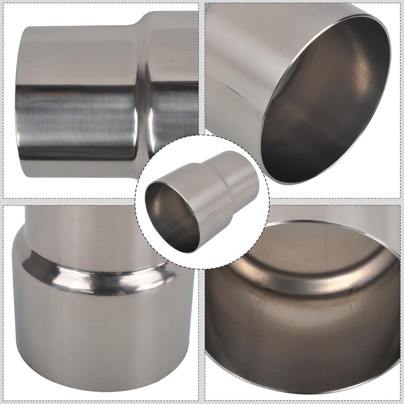 SSN Exhaust Pipe Reducer Component Adapter 2.5 Inch ID to 3.0 Inch ID Polished 304 Stainless Steel Universal ID 2.5" to ID 3.0" Exhaust Pipe Reducer Adapter 4 Inch Length-Pair - Image 2